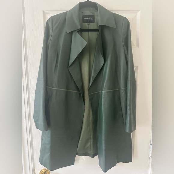 Lafayette 148 New York green leather trench - Picture 1 of 3